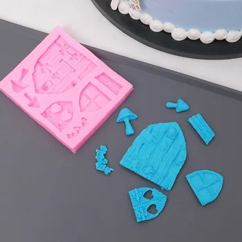 3D Pasakų Namų Duris Silikono Minkštas Formuoti Tortą Papuošti Šokolado Liejimo Įrankis tortas minkštas silikoninis kepimo skardas