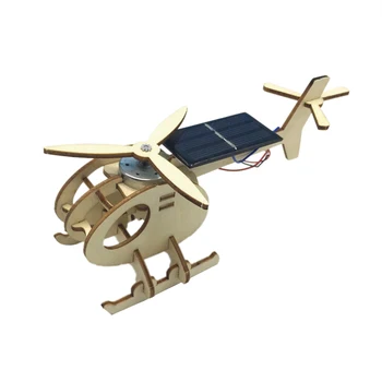 3D Surinkti Saulės Energija Varomas Sraigtasparnis Medinė Dėlionė Plokštumos Medienos modelių Kūrimo Rinkinys 