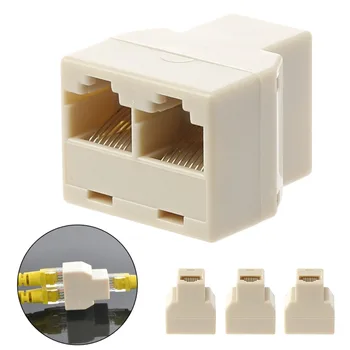3Pcs/set 1 2 Būdas LAN Ethernet Tinklo Kabelis RJ45 Female Splitter Jungties Adapteris, skirtas Kompiuteris Baltas Aukštos Kokybės
