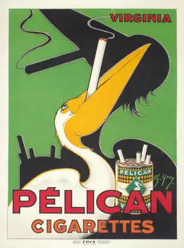 400X300MM Pelican-Cigaretes-Vintage-Ad-Plakatas-Charles-Yray-1925 jumbo šaldytuvas magnetas MIŠKOTVARKOS-0571