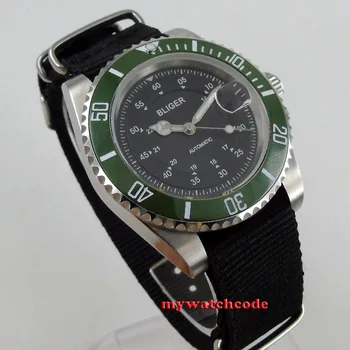 40mm bliger black dial žalia caremic bezel sapphire kristalas automatinis judėjimo mens watch