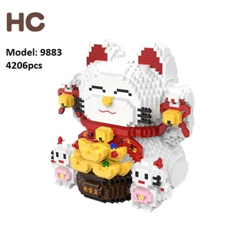 4206pcs HC Mini Blokai Kinų Stiliaus Katė Statybinės Plytos Animacinių filmų Modelis Žaislai Vaikams Dovanas Švietimo Vaikai Pateikti 9883