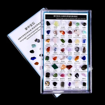 48Pcs/Box Natūralus Mineralinis Pavyzdys Dovana Poliruoto Akmens Akmenys