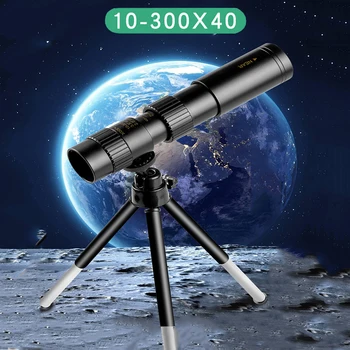 4k 10-300x40mm Super Artinimo Zoom Monokuliariniai Teleskopas Su Trikoju & Įrašą Mobiliųjų Telefonų Priedai