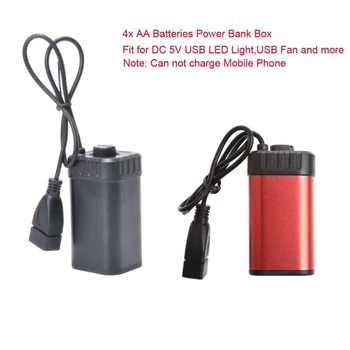 4x AA Baterijų Laikiklis Rinkinio Power Bank Lauke Maitinimo šaltinis DC 5V USB LED Šviesos Ventiliatorius