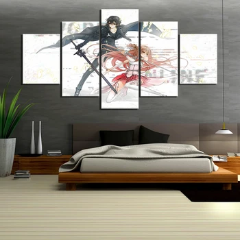 5 Kolektorių Kardas Meno Internete Anime Plakatu Nuotraukas HD Drobės Tapybos Namų Dekoro Sienos Menas