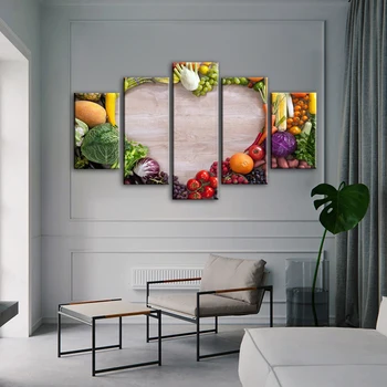 5 Kolektorių Realistas Modulinės Nuotraukas Virtuvės Kambario Sienos Plakatų Ir Grafikos Kūrybinės Meilės Daržovių Sienos Menas Drobė Spausdina Dekoras