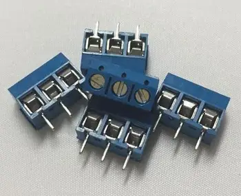 500 vnt 3 Pin Varžtas mėlyna PCB Gnybtų Bloko Jungtis 5mm Pikis
