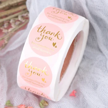 500 Vnt./Roll Ačiū Už paramą Mano Smulkiojo Verslo 1Inch Rožinės spalvos Antspaudas Etiketes, Saldainių Krepšiai Gėlių Puokštės