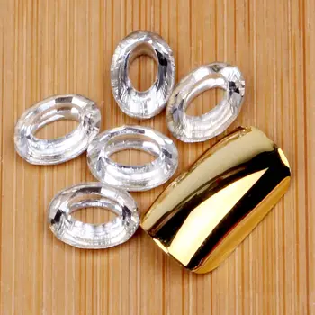 50pcs/pak 7x10mm Ovalo Formos Kampas Žiedai Tuščiaviduriai Stiklo Kristalų Chameleonas Cabochom Papuošalai Nail Art 