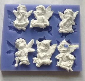 6 skylių Maisto Klasės Kampas Kūdikis, Angeliškas Angelėlis su sparnais Silikono apsauga nuo Pelėsių silicio pelėsių Pyragas Apdaila