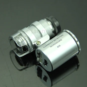 60X Mini Didinamojo stiklo, Mikroskopu UV Juvelyras Loupe valiutos Detektorius su LED Šviesos 62KD