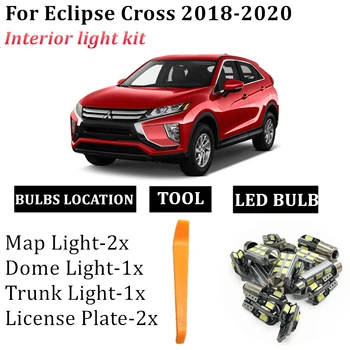 6pcs Error Free Auto LED Lemputės Automobilių Salono Šviesos Rinkinys 2018 2019 2020Mitsubishi Eclipse Kryžiaus Dome Skaitymo Žibintai, Bagažinė, Lempos