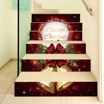 6pcs Kalėdinė Dekoracija Asmeninį Laiptai Lipdukai Linksmų Kalėdų Varpas Sienų Lipdukai Nuimamas Lipnios 