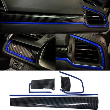 6Pcs Konsolės Centras prietaisų Skydelio Dangtelį Apdaila Dekoratyvinis Lipdukas Honda 10 Gen Civic 2016 2017 2018 2019 2020