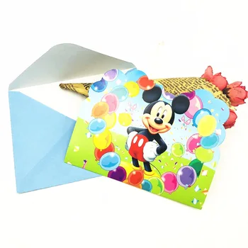 6pcs/set Mickey Mouse Gimtadienio Prekių Puošimas, kvietimai Popieriaus Gimtadienis Vaikams Gimtadienio Prekes