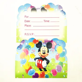 6pcs/set Mickey Mouse Gimtadienio Prekių Puošimas, kvietimai Popieriaus Gimtadienis Vaikams Gimtadienio Prekes
