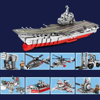 8 1 Karinių Orlaivių Shandong Vežėjas karinio jūrų Laivyno Laivą Blokuoti Mini Sraigtasparnis Kovotojas Krautuvas Pastatų Plytų Žaislai Vaikams