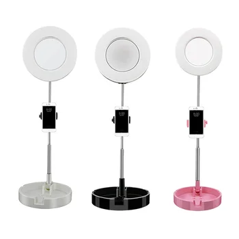 8inch LED Šviesos Žiedas USB Lankstymo Flash Užpildyti Lempos Reguliuojamas Kameros Selfie Žibintai Live Fotografija Grožio Apšvietimas