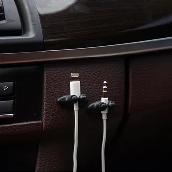 8PCS Mini Lipnus Automobilinis Įkroviklis Linija Užsegimas Apkabos, Headphone/USB Cable Car Įrašą Automobilių Interjero Telefonų Priedai DropShipping