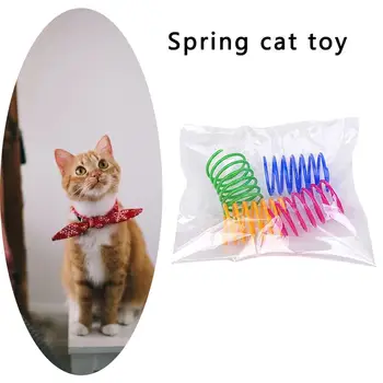 8PCS Naminių Kačių Pavasarį Žaislas Plastiko Plati, Patvarus Interaktyvus Spalvinga Springs Kačių Žaisti Žaislai Kačiukas Pet Produktų Priedų Rinkinys