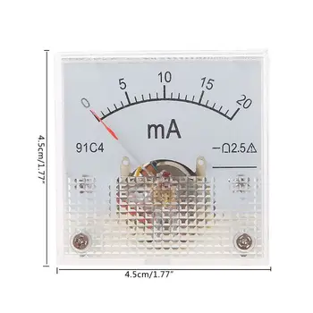 91C4 Ammeter DC, Analog Dabartinės Skaitiklio Skydelis Mechaninė Žymiklį Tipas 1/2/3/5/10/20/30/50/100/200/300/500mA A