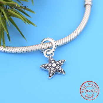 925 Sterlingas Sidabro Zawalcowany Starfish Pendant Tinka Originalus Pandora Pakabukai Apyrankės & Bangle Žavesio Karoliukai 