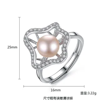 925 Sterlingas Sidabro Žiedai Moterų Natūralių Gėlavandenių Perlų Aišku, CZ Žiedas Mados Moterų Vestuvių Papuošalai