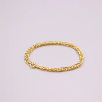 999 24K Geltonojo Aukso Žiedas Moterims tikro Aukso Kviečių Grandinės Moterų Meilės Vestuvinis Aukso Žiedas JAV 8.25