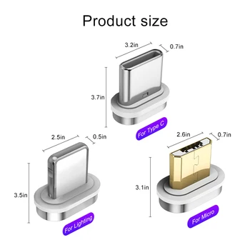 A. S Magnetinio Kabelio Kištuko Tipas C Micro USB C Greito Įkrovimo Duomenų Perdavimo Kabelio Kištukai Telefono 