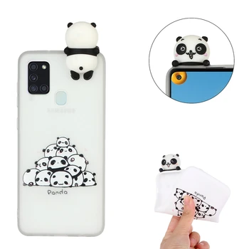 A21S 3D Telefono dėklas Samsung Galaxy A21S Atveju Animacinių filmų Panda Vienaragis Šuo Silikono Padengti de Samsung A21 S 21 S 21S SM-A217F