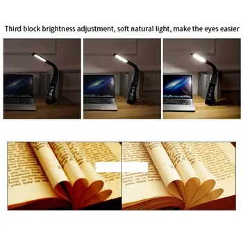 Adjustible LED Biuro Stalas, Lempa, LCD Ekranas Touch Tamsos Skaityti Stalo Lempa Šviesos Žadintuvas Kalendorius