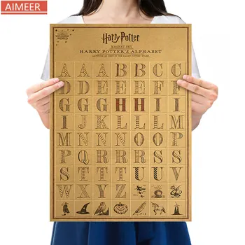 AIMEER Klasikinis filmas HP abėcėlė retro kraftpopieris plakatas vaikų puzzle raštingumo skaityti ankstyvojo ugdymo namų dekoro tapyba