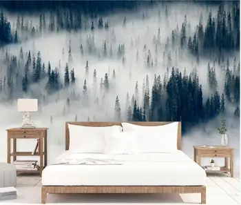 AINYOOUSEM Šiuolaikinės rūkas miškų kraštovaizdžio sofa fono sienos tėtis peint papel de parede tapetai, 3d tapetai, lipdukai