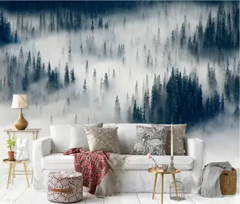 AINYOOUSEM Šiuolaikinės rūkas miškų kraštovaizdžio sofa fono sienos tėtis peint papel de parede tapetai, 3d tapetai, lipdukai