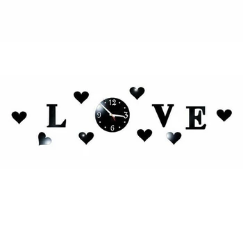 Akrilo 3D Laikrodis Lipdukas Meilės Veidrodžio Efektas Vestuvių Dovana Kambarį Namo Sienų Apdaila Namo Apdaila, Lipdukai, Plakatai TB