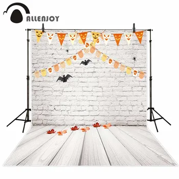 Allenjoy fotografijos fonas Baltas starta šikšnosparniai Helovinas klevo lapų plytų siena naujus foną, photocall nuotrauką išspausdinti užsakymą