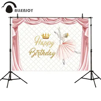 Allenjoy photocall fono nuotrauka Princess crown rožinių užuolaidų deimanto modelis gimtadienio baleto šokėja mergina fonas