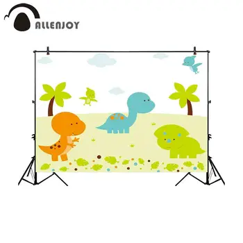 Allenjoy photophone fone dinozaurų animacinių filmų mielas medžiai, debesys Palieka kūdikį newbron pterosaur plokštumos, ekrano fonai