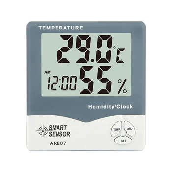 AR807 Skaitmeninis Termometras su Drėgmėmačiu termometer Drėgmės, Temperatūros Matuoklis testeris Oras Stotis M/ Kalendorius ir Laikrodis Žadintuvas