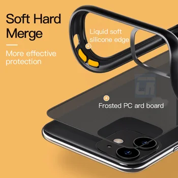 Atsparus smūgiams Silikoninis Telefono dėklas skirtas iPhone 11 pro XS Max Matinis PC Galinį Dangtelį 