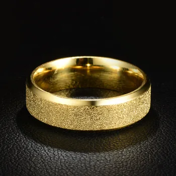 Aukso Spalvos Matinio Piršto Žiedas Moters Vyras Vestuvių Papuošalai 316L Nerūdijančio Plieno Aukščiausios Kokybės