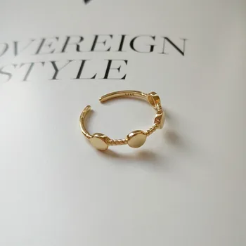 Aukso Spalvos Vestuviniai Žiedai 925 Sterlingas Sidabro Žiedai Moterims Graverio Tuščiaviduriai Moterų Žiedas Paprastas Plonas Reguliuojamas Žiedas Papuošalai