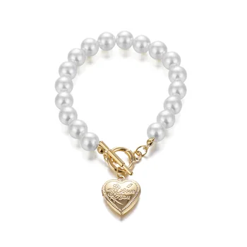 Aukso Spalvos Širdies apranga Pakabukas Karoliai Moterų, Mergaičių, Perlų Choker Karoliai Moterų Mados Juvelyrikos Naują Atvykimo