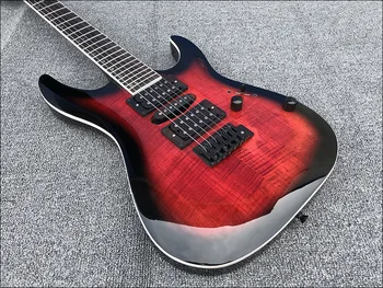 Aukštos kokybės 7 styginiai elektrinė gitara,Raudonmedžio kūną Su quilted maple ToP,nemokamas pristatymas