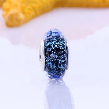 Autentiškas 925 Sterlingas Sidabro Karoliukai Kūrybos Mėlyna Mados Stiklo Karoliukai Tinka Originalus Pandora Apyrankės Moterims 
