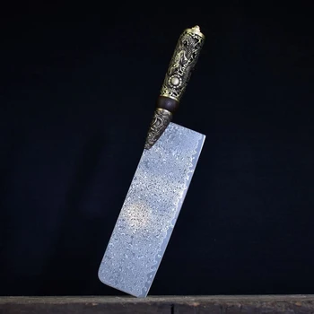 Autentiškas Longquan dvasios rankų darbo Damasko plieno peilis ranka padirbti maža virtuvė peilis retro virtuvės peilis pjovimo mėsos peilis