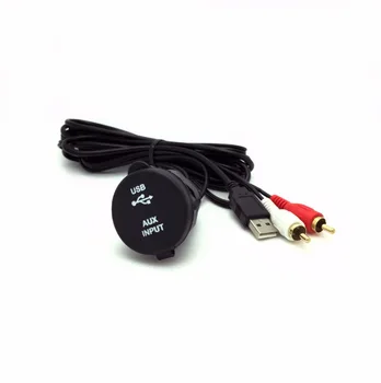Automobilio prietaisų Skydelyje Flush Mount USB 2.0 3.5 mm Audio AUX į 3RCA Pratęsimo Švino Skydelis Kabelis Laido Motociklas, Valtis automobilių accessaries