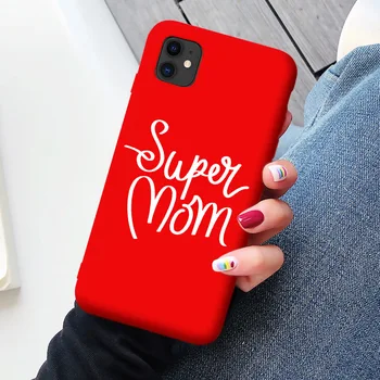 Baby girl Mama Pelės Super Mama Mergaitė Telefono dėklas Skirtas iphone 12 11 Pro Max X XS Max XR 7 6s 8 Plus SE 2020 Super mamos, Raudonas Dangtelis