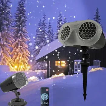 Baltos spalvos Nuotolinio Valdymo Snaigės Projektorius, 2 Galvutės LED Vandeniui Scenos Šviesos Kraštovaizdžio Patalpų lauko papuošalai Kalėdų Šviesos